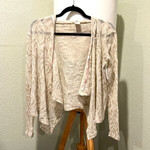 Sheer floral hoodie cardigan